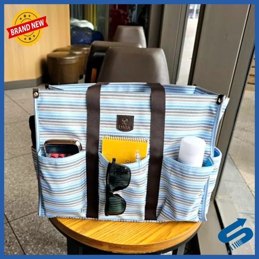 Waterproof Utility Tote Bag with Zip Top Large Capacity Travel Beach Work